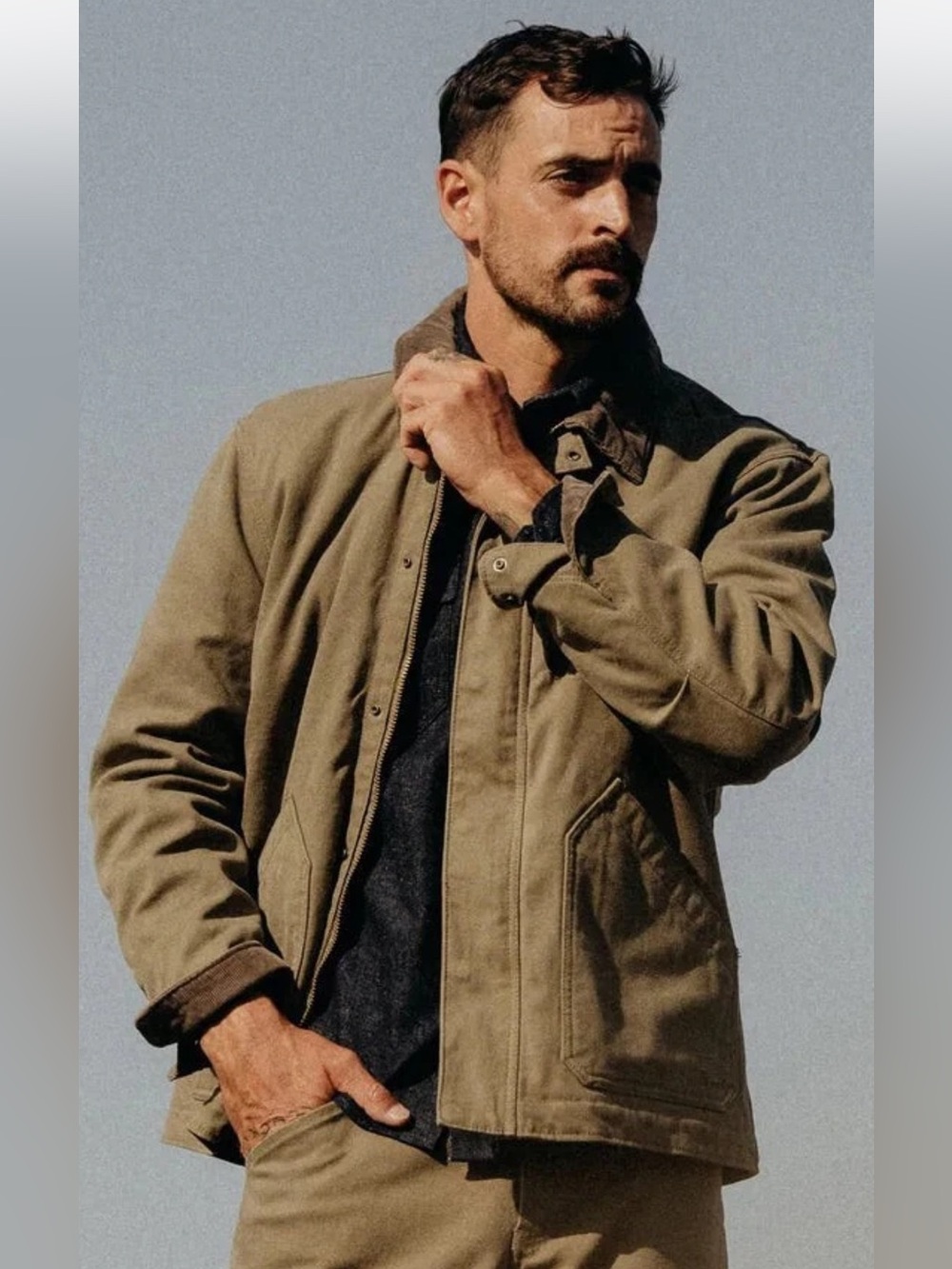 Taylor Stitch The Workhorse Stone Chipped Canvas Field Jacket. Size Large.